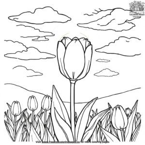 A Tulip on a Cloudy Day Coloring Pages