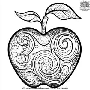 Abstract Apple Zentangle Coloring Pages