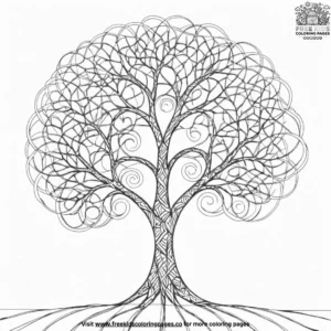 Abstract Tree Zentangle Coloring Pages