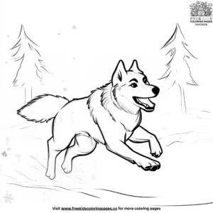 Adventurous husky coloring pages