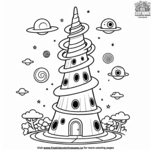 Alien Spiral Tower Coloring Pages