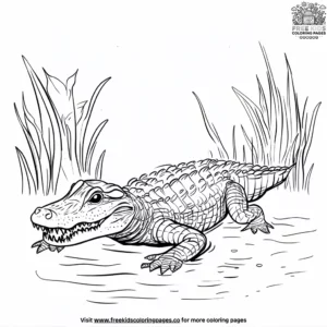 Alligator in a pond coloring pages