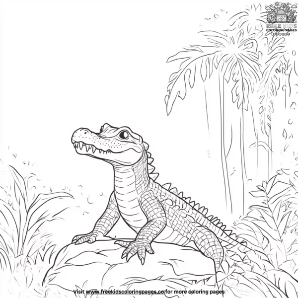 Alligator in a rainforest coloring pages