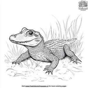 Alligator in grass coloring pages