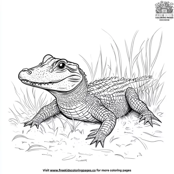 Alligator in grass coloring pages