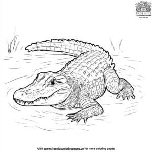 Alligator in water coloring pages