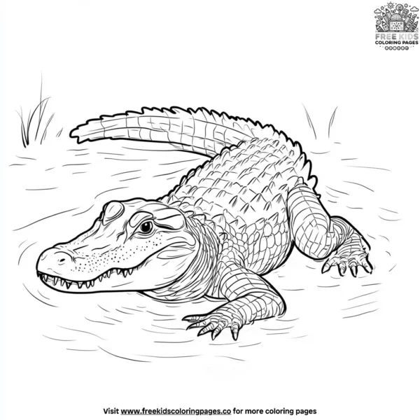 Alligator in water coloring pages