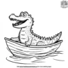 Alligator On A Boat Coloring Pages