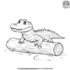 Alligator On A Log Coloring Pages