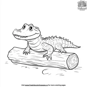 Alligator On A Log Coloring Pages