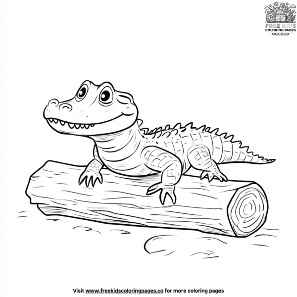 Alligator on a log coloring pages