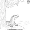 Alligator Under Tree Coloring Pages