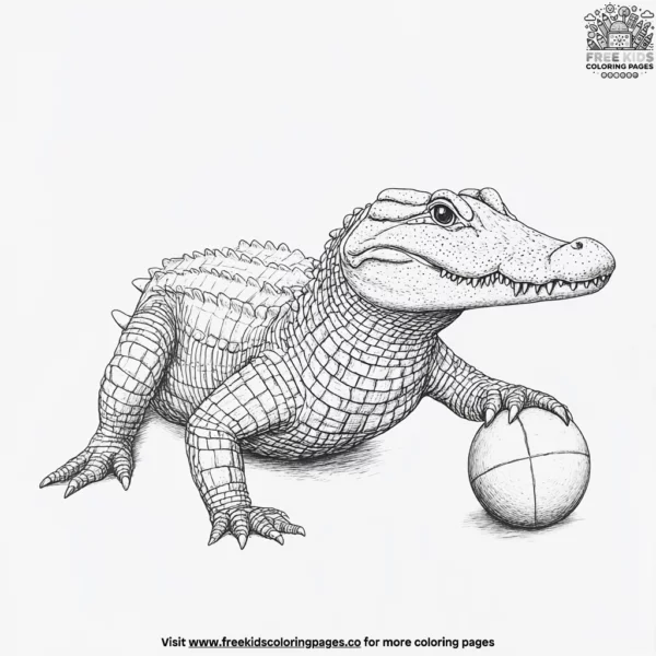 Alligator with a ball coloring pages