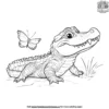 Alligator With A Butterfly Coloring Pages