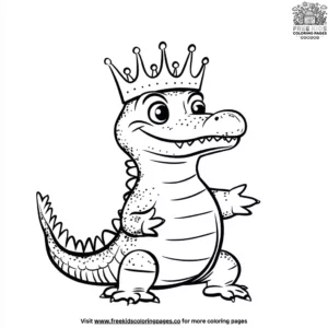 Alligator With A Crown Coloring Pages