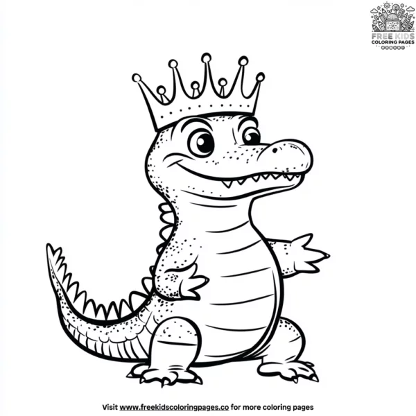 Alligator with a crown coloring pages