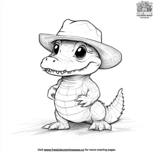 Alligator With A Hat Coloring Pages