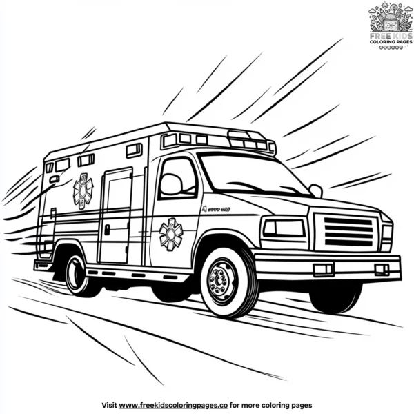 Ambulance in action coloring pages