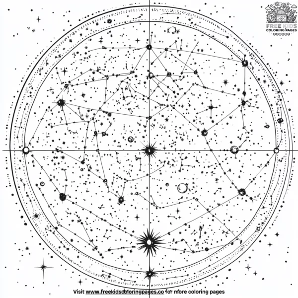 Astronaut star chart coloring pages