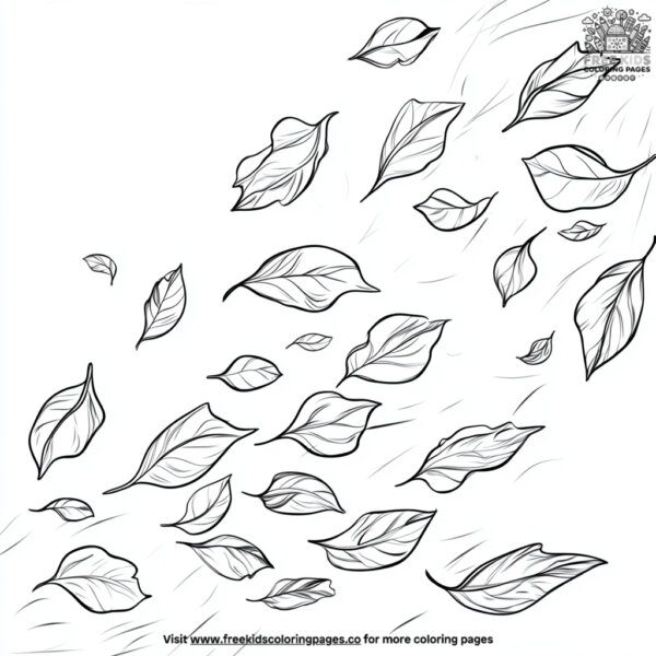 Autumn leaves in the wind coloring pages