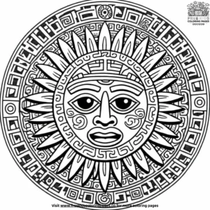 Aztec Sun Coloring Pages