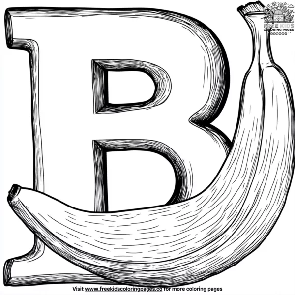 B for banana coloring pages