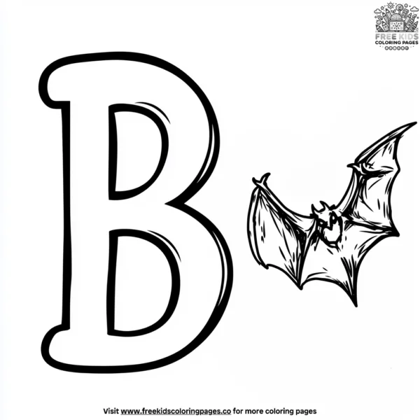 B for bat coloring pages