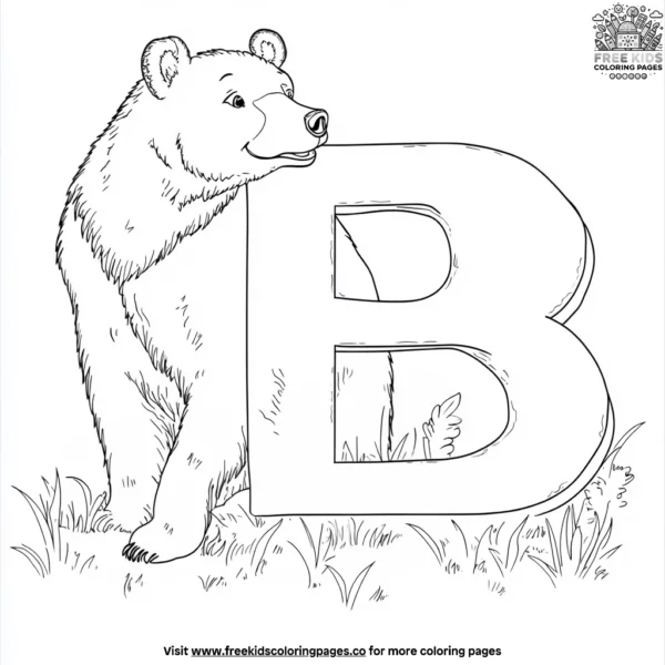 B for bear coloring pages