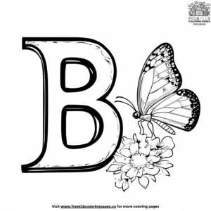 B for butterfly coloring pages