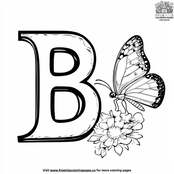 B for butterfly coloring pages