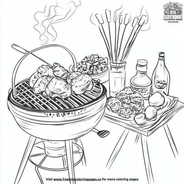 Bbq grill party coloring pages