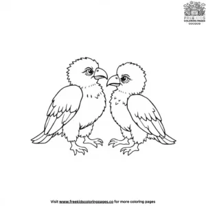 Baby eagles playing coloring pages