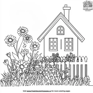 Backyard flower garden coloring pages