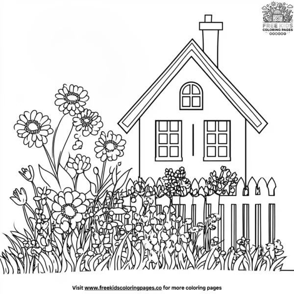 Backyard flower garden coloring pages