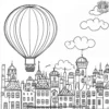 Balloon Ride Over a City Coloring Pages