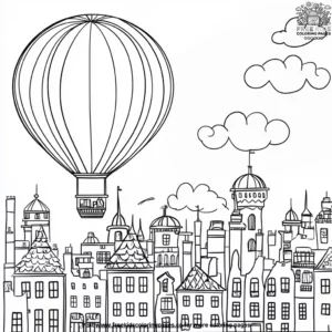 Balloon Ride Over a City Coloring Pages