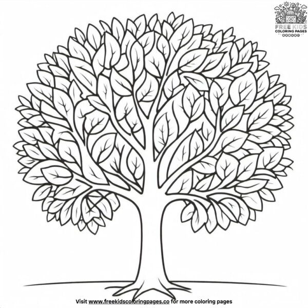 Basic tree drawing coloring pages