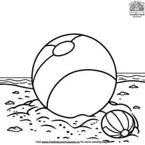 Beach Ball in the Sand Coloring Pages