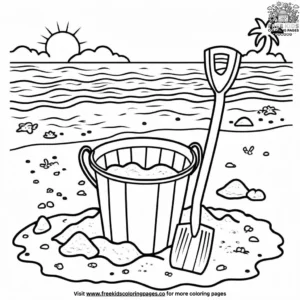 Beach Bucket with a Shovel Coloring Pages