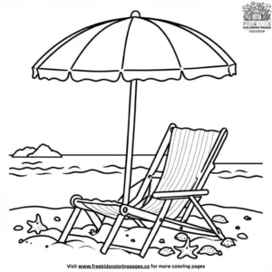 Beach Chair Under an Umbrella Coloring Pages