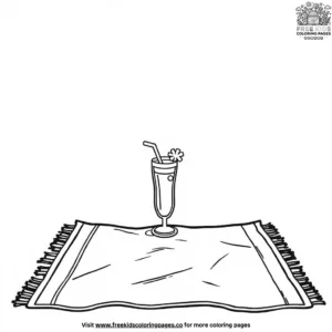 Beach Towel with a Drink Coloring Pages