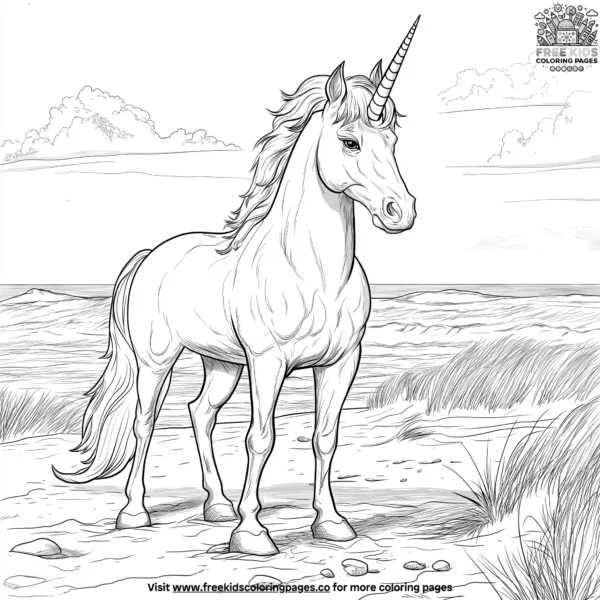 Beach unicorn coloring pages