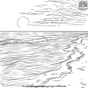 Beach walk sunset coloring pages