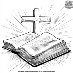 Bible and Cross Coloring Pages