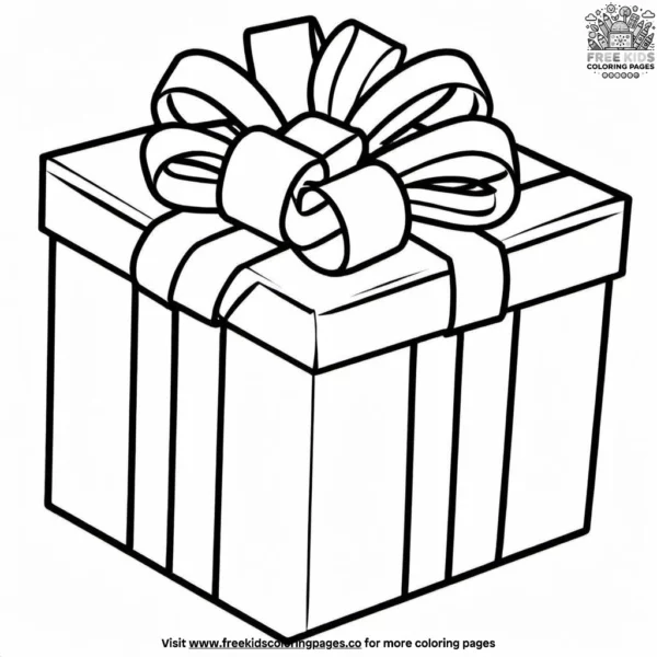 Big bow gift box coloring pages