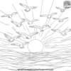 Bird Flight Sunset Coloring Pages