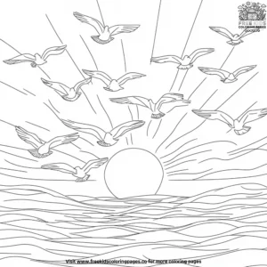 Bird Flight Sunset Coloring Pages