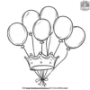 Birthday Crown and Balloons Coloring Pages