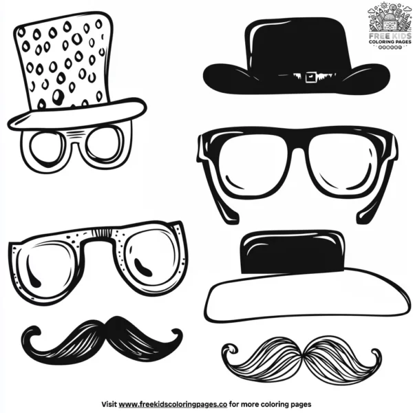 Birthday photo booth props coloring pages