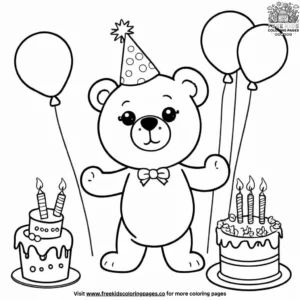 Birthday Teddy Bear Party Coloring Pages